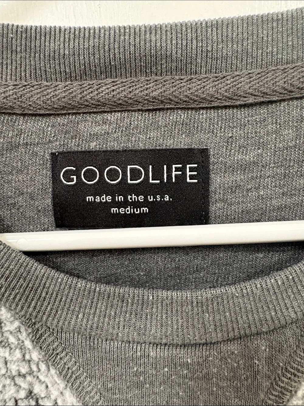 Goodlife Men's Light Gray Sherpa Crewneck Pullover
